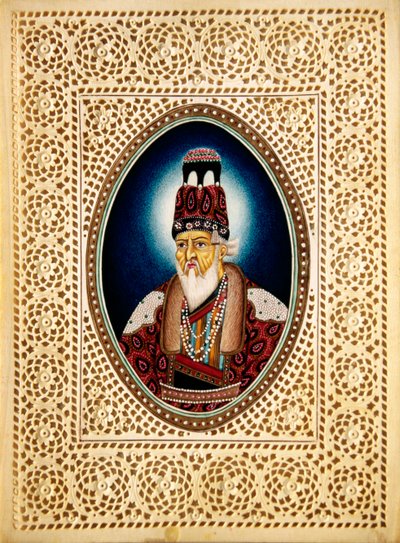 ムガル皇帝シャー・ジャハーンの象牙画 作： School Indian