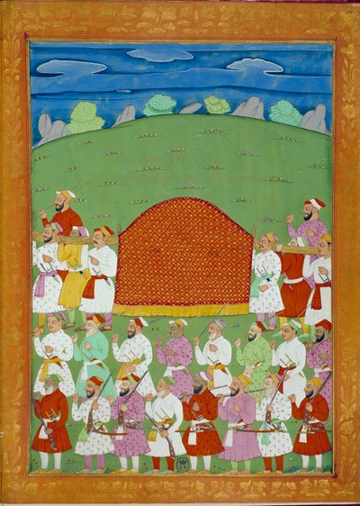 スルタンの妾たちの駕籠、シャー・アレムの宮廷。Niccolo Manucci（1638-1717）の「History of India from Tamertante to Orangreyb」に掲載されているインドとペルシャの細密画。BN、パリ。 作： School Indian