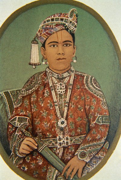 マハラジャ・ガンガ・シンの肖像、ビカネール、ラジャスタン、インド 作： School Indian