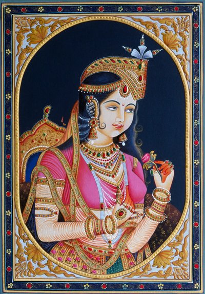 ムムターズ・マハルの肖像 紙本画 作： School Indian