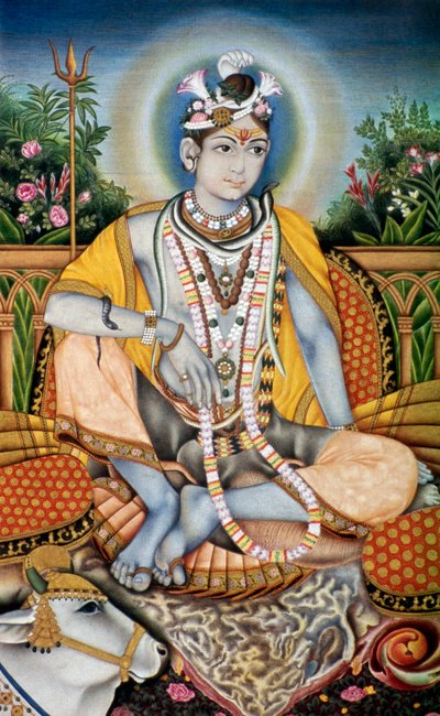 ラジュラジェスワー（シヴァ神シャンカー）紙にミニチュア絵画 作： School Indian