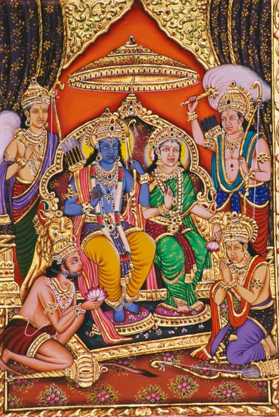 ラム・ダルバール ミニチュア絵画 紙本・エンボス加工 作： School Indian