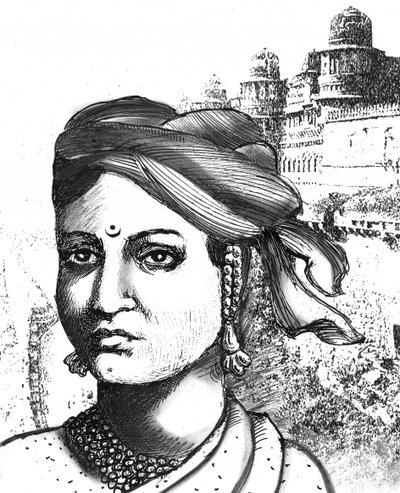 ラーニー・ラクシュミバイ（リトグラフ） 作： School Indian