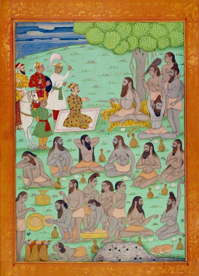 シャー・アレムの主権者・グルの宮廷。Niccolo Manucci（1638-1717）の「History of India from Tamertante to Orangreyb」に掲載されたインドとペルシャの細密画。BN、パリ。 作： School Indian