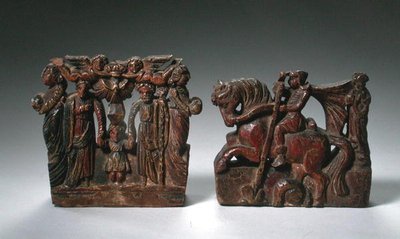 シチリア島の牛車のための彫刻された装飾（木材） 作： School Italian