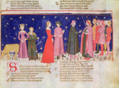 パラダイスVIII f.58r ダンテ・アリギエリ（1254-1321）の「神曲」よりカルロ・マルテッロとの会話（ベラム製） 作： School Italian