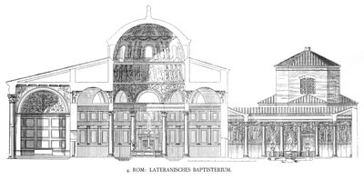 ラテラン洗礼堂の図面（リトグラフ 作： School Italian