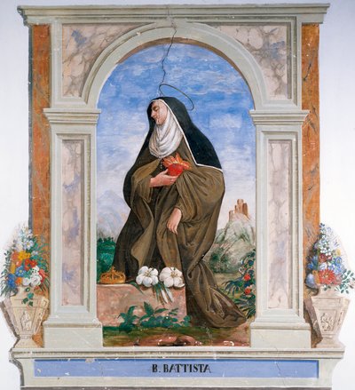 カミラ・バッティスタ・ダ・ヴァラーノ（1458-1524）の表現 無名のフレスコ画。カメリーノ、サンタ・キアラ修道院（イタリア 作： School Italian