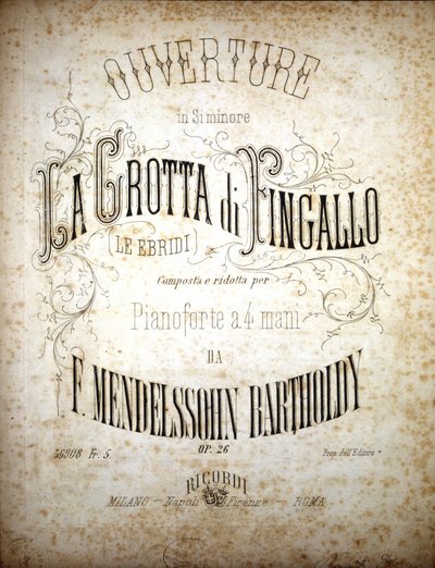 フェリックス・メンデルスゾーン作曲の「フィンガロの冒険」の楽譜（リトグラフ版 作： School Italian