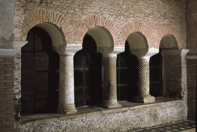 View of the cloister of the church of Saint Vincent and Saint Anasthasus the abbazia of the three fountains (Tre-Fontane) (Chiesa dei Santi Vincenzo e Anastasio alle Tre Fontane) (View of the cloister of the church of St Vincenzo e Anastasio, abbazia delle 作： School Italian