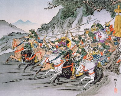 1583年 賎ヶ岳峠の戦い（カラーリトグラフ 作： School Japanese
