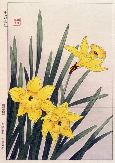 Close Daffodils - Japanese print 作： Japanese School