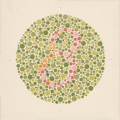 石原式色覚検査による色覚異常の検出。(カラーリトグラフ) 作： School Japanese