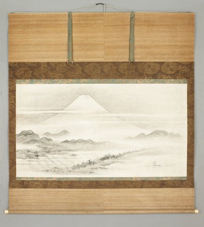 掛軸、富士山の風景 作： Japanese School