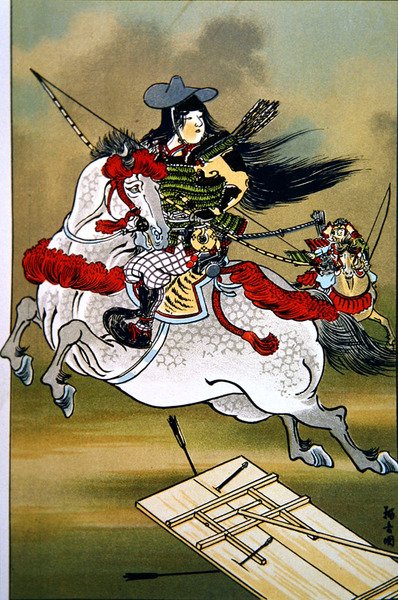 源氏・平氏時代の勇壮な女戦士「巴」（カラーリトグラフ） 作： School Japanese