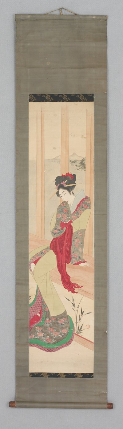 窓際の女性（掛軸） 作： Japanese School