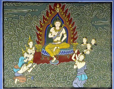 仏陀の崇拝。韓国・水原地方の龍樹寺のフレスコ画。 作： School Korean