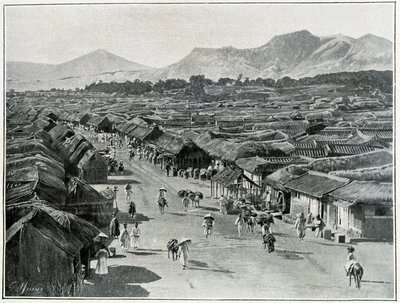 19世紀の韓国の首都、ソウルのメインストリートの風景 作： School Korean