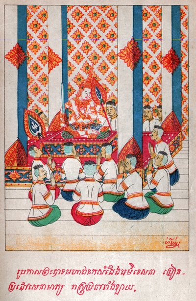 マハジャナカジャタカ。(エングレービング、1910年頃) 作： School Laotian