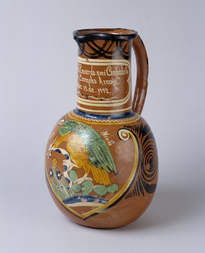 民芸品：メキシコ産、塗装とニスを施したテラコッタ製のプルケ瓶（アガベアルコールを発酵させる）。1972年 バルセロネット・ラ・ヴァレー美術館（オートプロバンス山脈 作： School Mexican