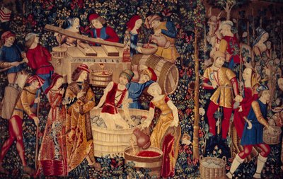 収穫風景 詳細左オランダ製タペストリー 作： School Netherlandish
