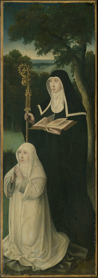 ニヴェルズの聖ゲルトルードとアウグスティノ会の女教皇 作： School Netherlandish