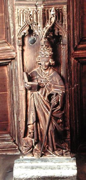 ラテン四大教父の一人、聖グレゴリウス（木材） 作： School Netherlandish