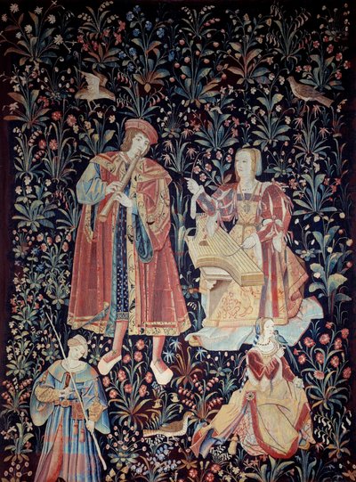 聖職者の生活の幕：1520年頃にオランダで作られたウールとシルクのコンサートタペストリーです。日 2,6x3,7 m パリ、国立中世美術館、テルム・ド・クリュニー 作： School Netherlandish