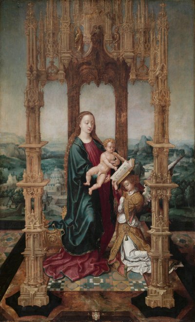 天蓋の下の聖母子 作： School Netherlandish