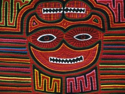 手縫いのカラーコットン、パナマ共和国、サンブラス群島、詳細 作： School Panamanian