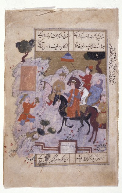 ミニチュア「行列シーン」（紙にインク、金） 作： School Persian