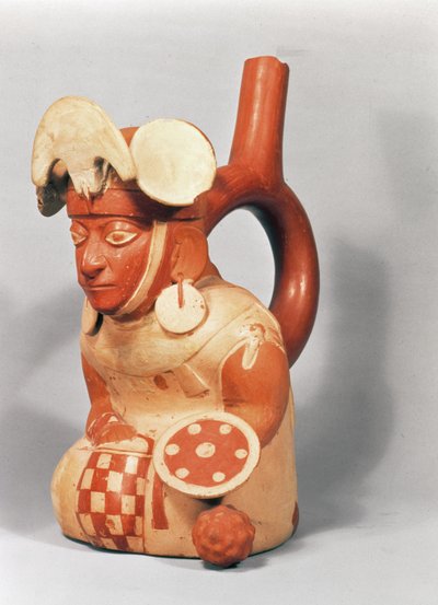 モチカン戦士形鐙壺 紀元前300～800年頃（テラコッタ 作： School Peruvian