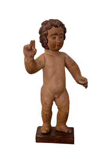 木彫りのキリストの子の彫刻、1800年頃（木製 作： School Portuguese