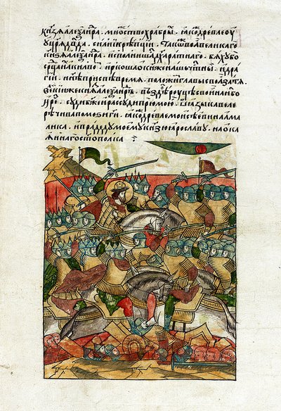 1242年4月5日の氷上の戦い 1568-76年頃（ベラム 作： School Russian