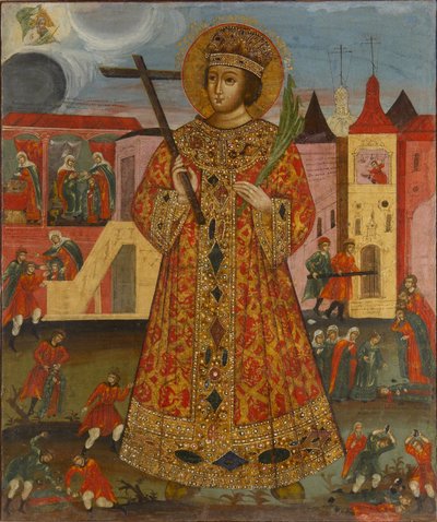 ディミトリ・イヴァノヴィッチ（1582-1591）（ツァレヴィッチ・デミトリウス・オア・ディミトリ、オウグリッチ・オア・ドミトリー・ド・モスク） - ロシアのアイコン：殺人場面のツァレヴィッチ・デミトリウス。パネルにテンペラ、19世紀初頭、国立ウラジーミル建築・歴史・美術博物館蔵 作： School Russian