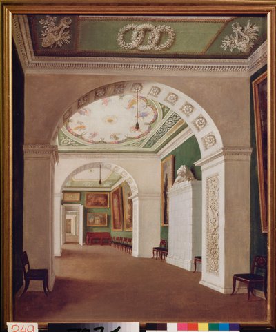 サンクトペテルブルクのストロガノフ宮殿の部屋のセット。 1840 年頃のロシアの巨匠の絵画、カンヴァスに油彩。ロシア美術 作： School Russian