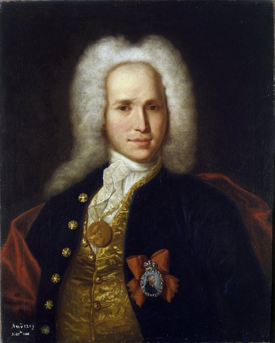 科学者、軍事技術者、発明家のアンドレイ・ナルトフ (1683-1756) の肖像画。 (科学者、軍事技術者、発明者 A. ナルトフの肖像)。 匿名の絵画、キャンバスに油彩、1725 年頃。ロシア美術 作： School Russian