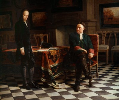 ロシア皇帝ピョートル1世(1672-1725)と息子アレクシス(1690-1718)の肖像 ロシア派の絵画 作： School Russian