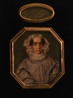 プリスコヴィヤ・ミハイロヴナ・トルスタヤ（1777-1844）の肖像（格子状の髪の毛を持つ）1844年頃（水彩・グワッシュ 作： School Russian