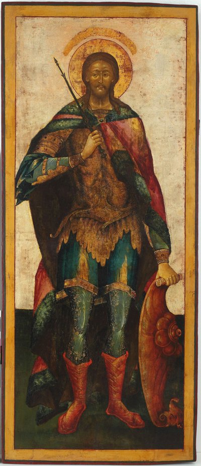Saint Alexandre Nevski (1220-1263) - (Saint-Alexandre-Nevski) - 聖アレクサンドル ネフスキー - ロシアのアイコン。 パネル上のテンペラ、18世紀後半。 寸法 : 142,5x61 cm イコネン ミュージアム レックリングハウゼン 作： School Russian