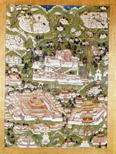 ラサの街の表現、チベット・タイ・カー、ギメ美術館、パリ 作： School Tibetan