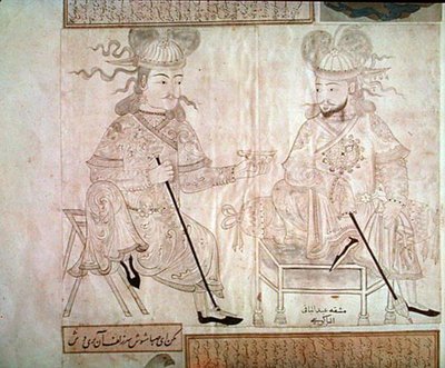 アルバム2162より「会話する二人の男」（紙にペンとインク） 作： School Turkish