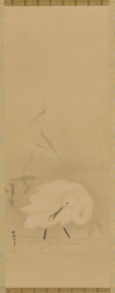 ヘラサギと水草 江戸時代・17世紀半ば 作： School of Kano Tan