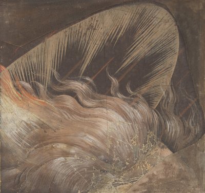 火の舌とニンバスに囲まれた使徒の頭: Fragment..., 1500-50. 作： School of Raphael.