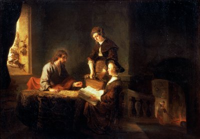 「マルタとマリアの家のキリスト」、17世紀 作： School of Rembrandt van Rijn