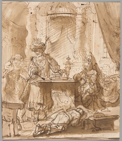 アハシュエロスとエステルの前のハマンの堕落 作： School of Rembrandt van Rijn