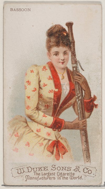 ファゴット、デューク ブランドのシガレット用の楽器シリーズ N82、1888 年、1888 年。 作： Schumacher and Ettlinger