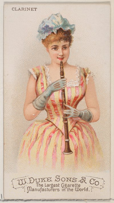 デューク ブランドのシガレット用の楽器シリーズ N82 のクラリネット、1888., 1888. 作： Schumacher and Ettlinger