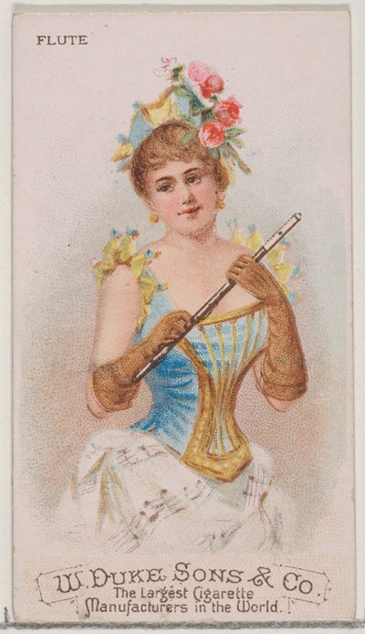 フルート、デューク ブランドのタバコ用の楽器シリーズ N82、1888 年、1888 年。 作： Schumacher and Ettlinger