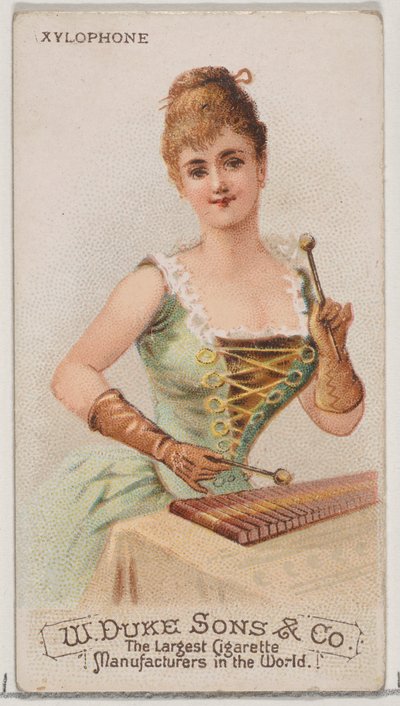 木琴、デューク ブランドのシガレット用楽器シリーズ N82、1888 年、1888 年。 作： Schumacher and Ettlinger
